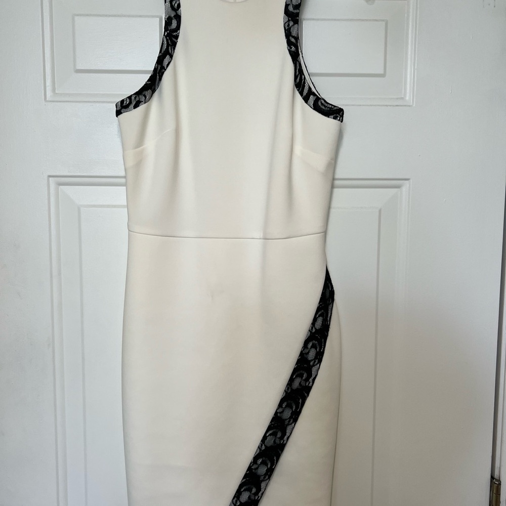 Elegant White and Black Lace Dress